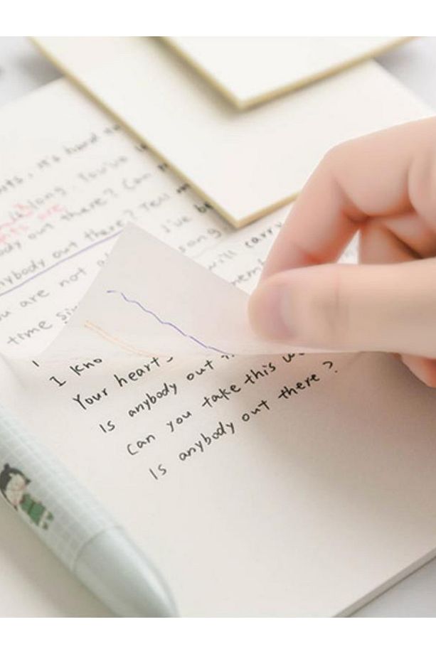 Şeffaf Renkli Postit Yapışkan Post-it Not Kağıdı Karenot Beyaz 3 Adet (3 X 50YAPRAK) - 7