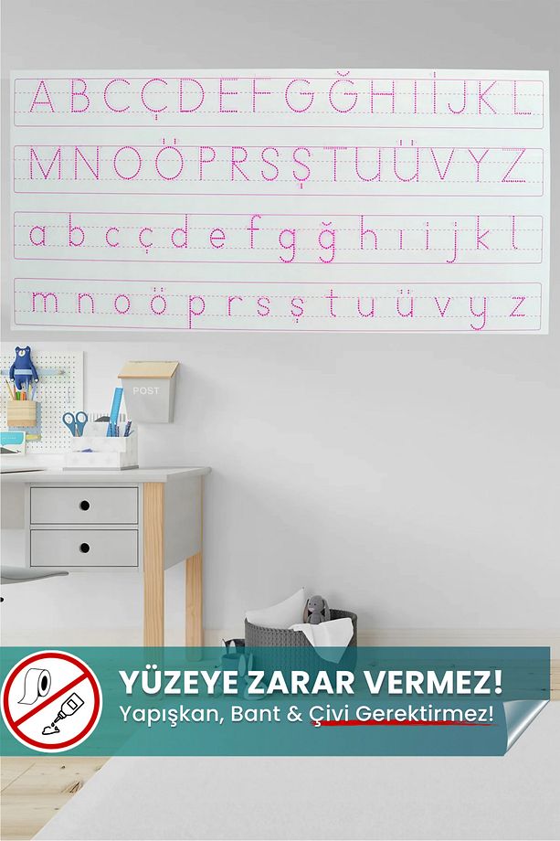 Abc Harfli Kılavuz - Yapışkansız Tutunan, Yeri Değiştirilebilir, Statik Tutunan Pratik Akıllı Kağıt - 1