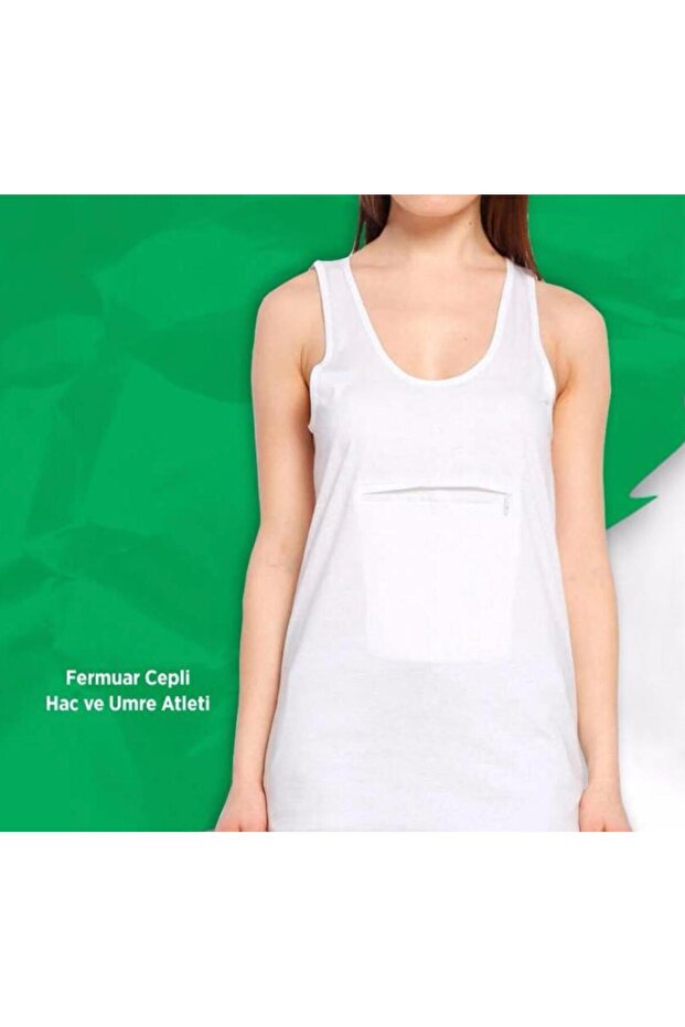 Women's 12 Pieces Ribbed Zippered Pocket Hajj Umrah Tank Top