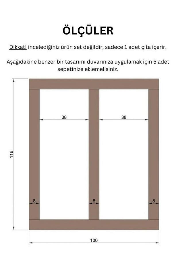 1 Adet 8×100 Cm Özel Mutfak Koridor Salon Tasarım Iskandinav Model Çıta Mdf Duvar Çıtası Paneli - 3