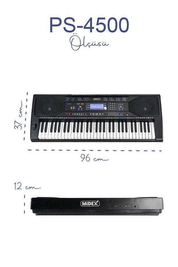 Ps-4500 Tuş Hassasiyetli 61 Tuşlu Org Dijital Lcd Ekran Usb Mp3 (ÇANTA NOTA STANDI METOD) - 6