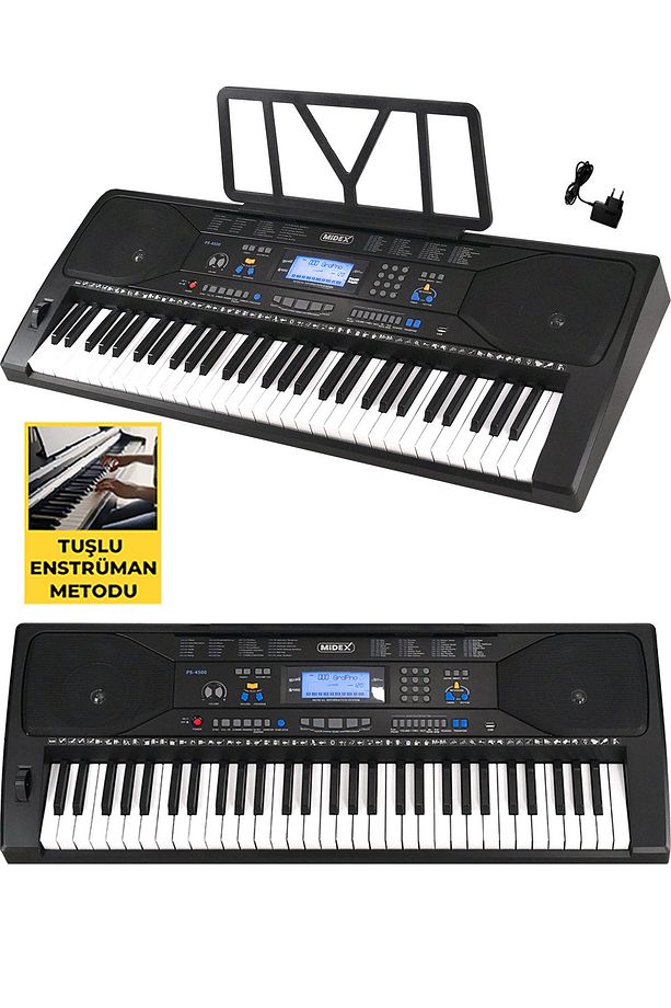 Ps-4500 Tuş Hassasiyetli 61 Tuşlu Org Dijital Lcd Ekran Usb Mp3 (ÇANTA NOTA STANDI METOD) - 4