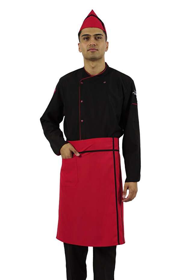 Ribbed Waist Apron Chef Waiter Chef Barista Cafe Apron Kitchen Apron with Pockets (Alpaca Fabric)