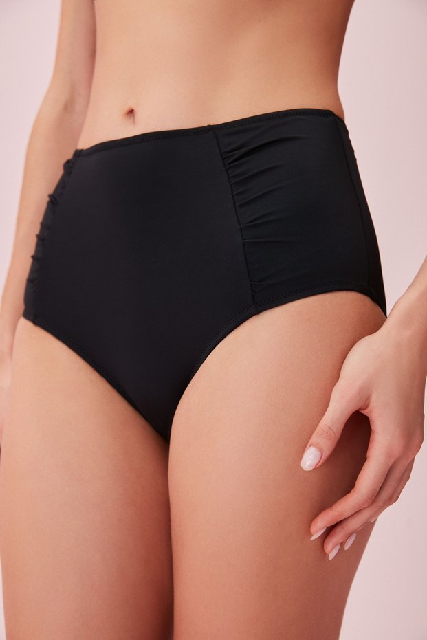 High Waist Pleated Bikini Bottom