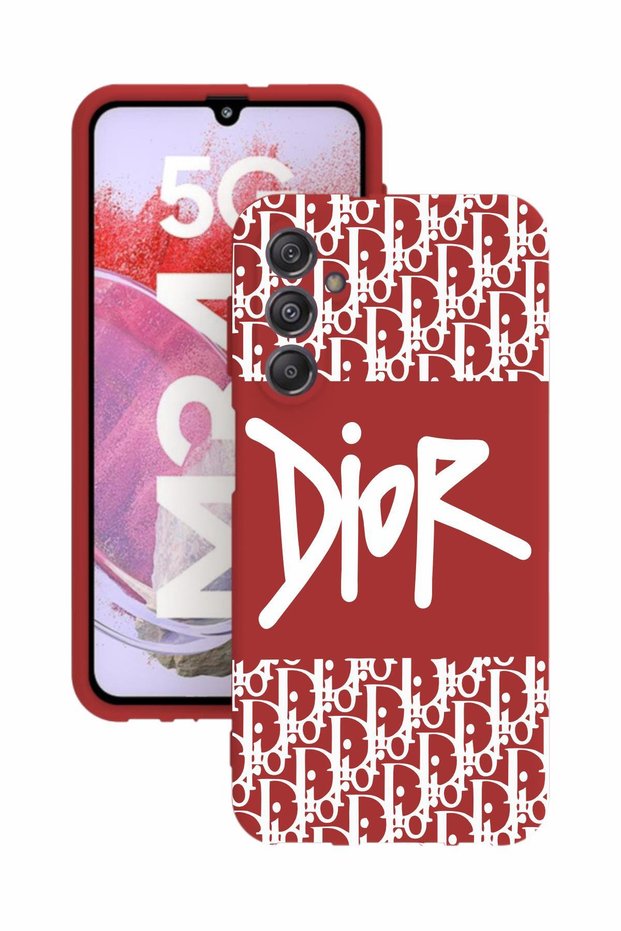 Samsung Galaxy M34 Printed and Camera Protected Red Color Silicone Case