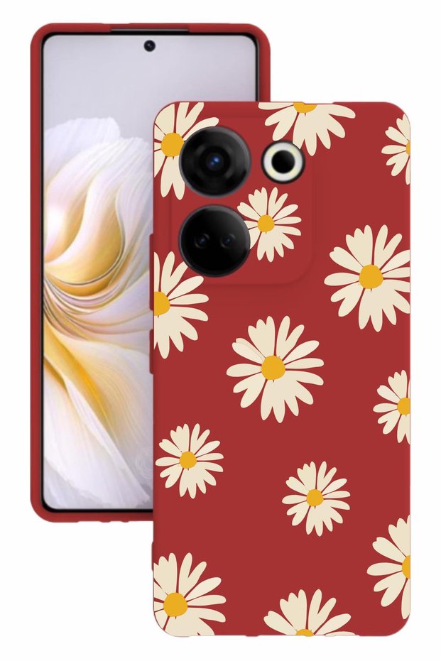 Camon 20 Red Color Silicone Case with Print and Camera Protection