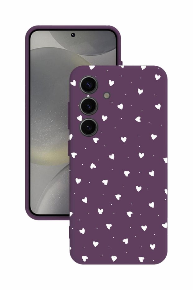 Samsung Galaxy S24 Printed and Camera Protection Purple Color Silicone Case