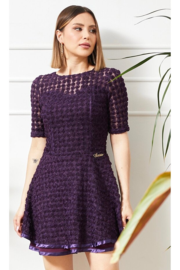 فستان مبطن بنمط منقوش - 2