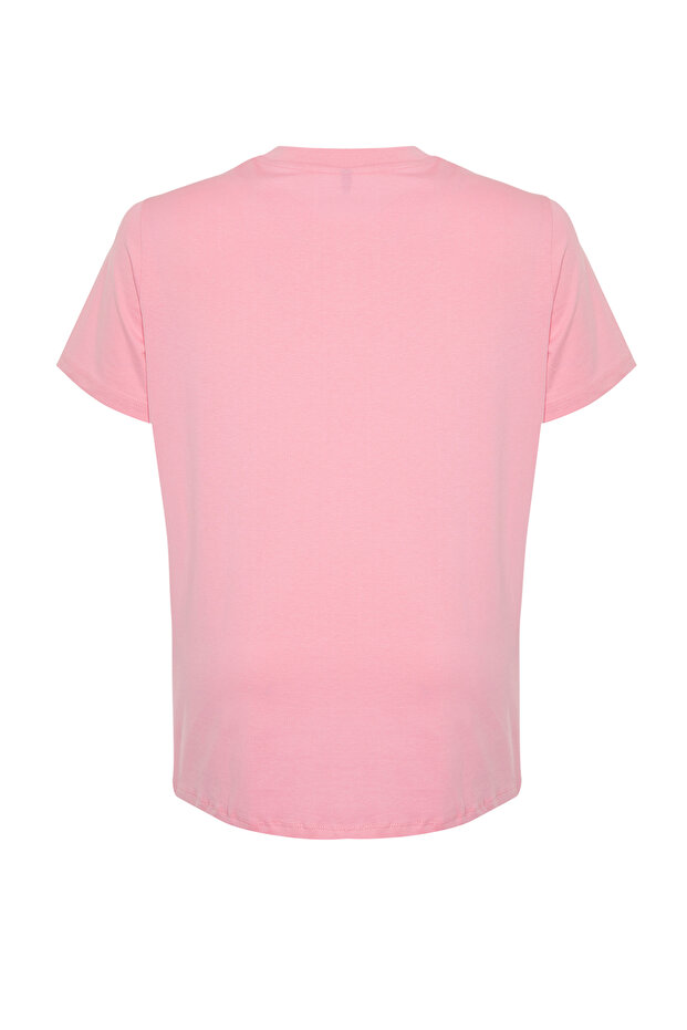 Pembe Yakası Ribanalı Boyfriend %100 Pamuk Örme T-shirt TBBSS23BF00019 - 8
