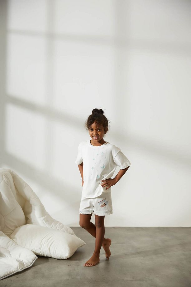 Kız Çocuk Pamuklu Şortlu Pijama Takımı - 3