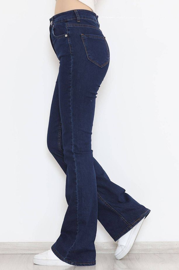 Ngbutika&Geenzmanifacture Ispanyol Paça Lacivert Renk Likralı Yüksek Bel  Ispanyol Jeans Pantolon - 3