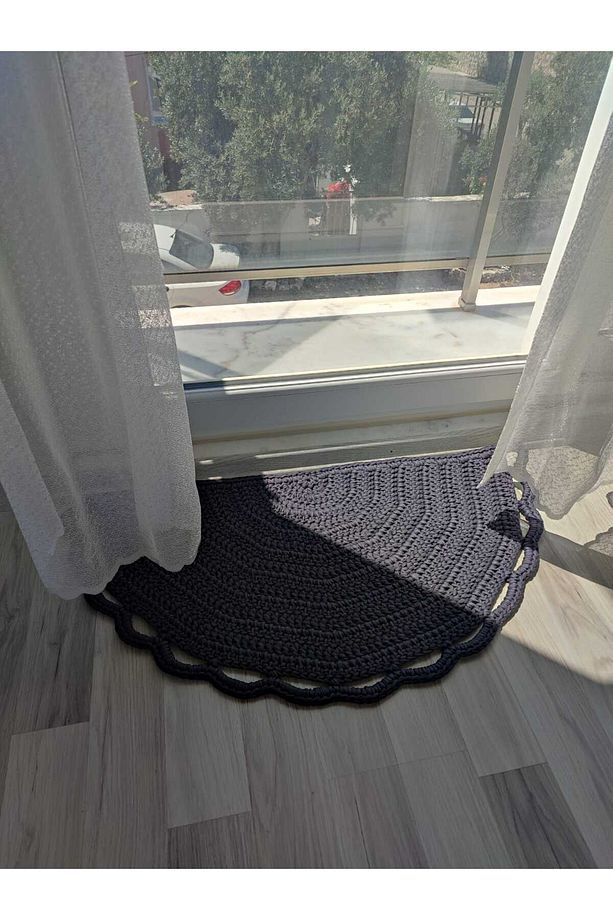 (90X45) %100 El Örgüsü Balkon/ Kapı Önü Yarım Ay Paspas - 2