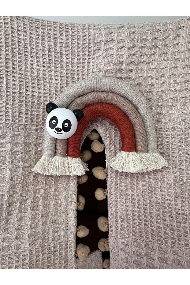 Tek Puset Örtüsü Çift Taraflı Bej Panda Ve Gökkuşağı - 5