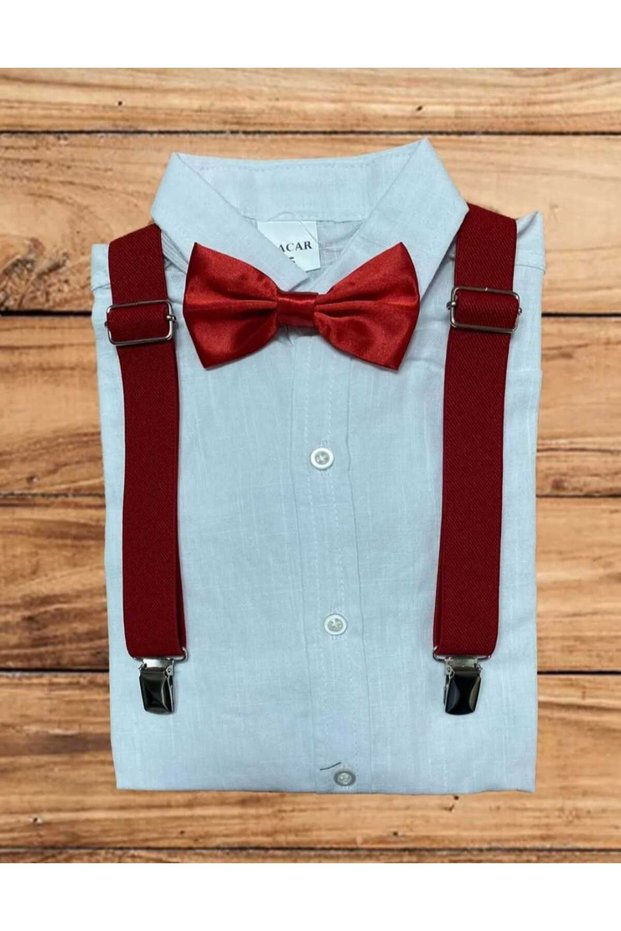 Boy's 23 April 29 October 10 Nov Long Sleeve Shirt and Suspender Bow Tie Set Performance Costume