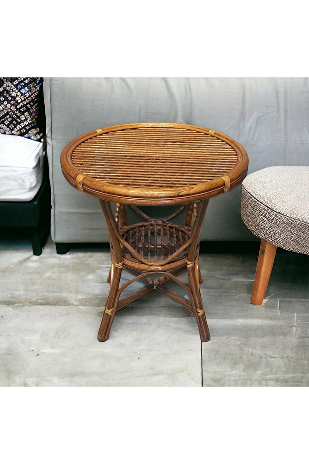 Bambu Yuvarlak Masa 70 cm (Camsız) - 1