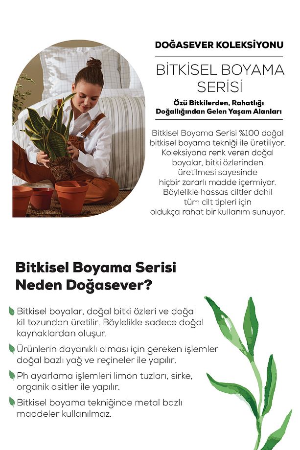 Doğasever Olive Doğadan Renkler Tek Kişilik Nevresim Takımı Haki - 6