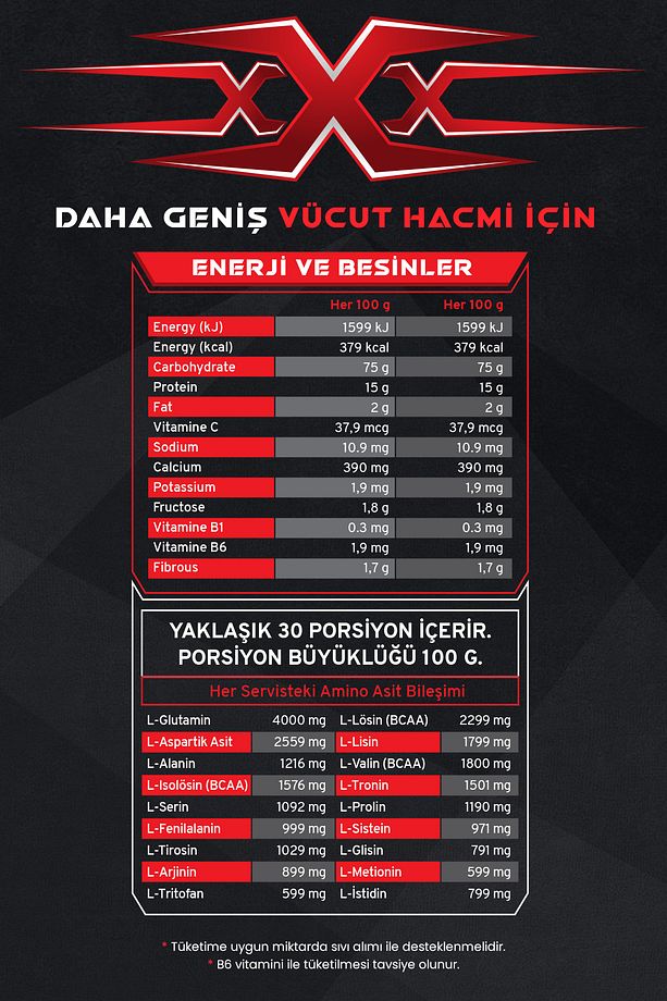 Marcus Mass Gainer X Series 3.000 G (ÇİLEK AROMALI) - 4