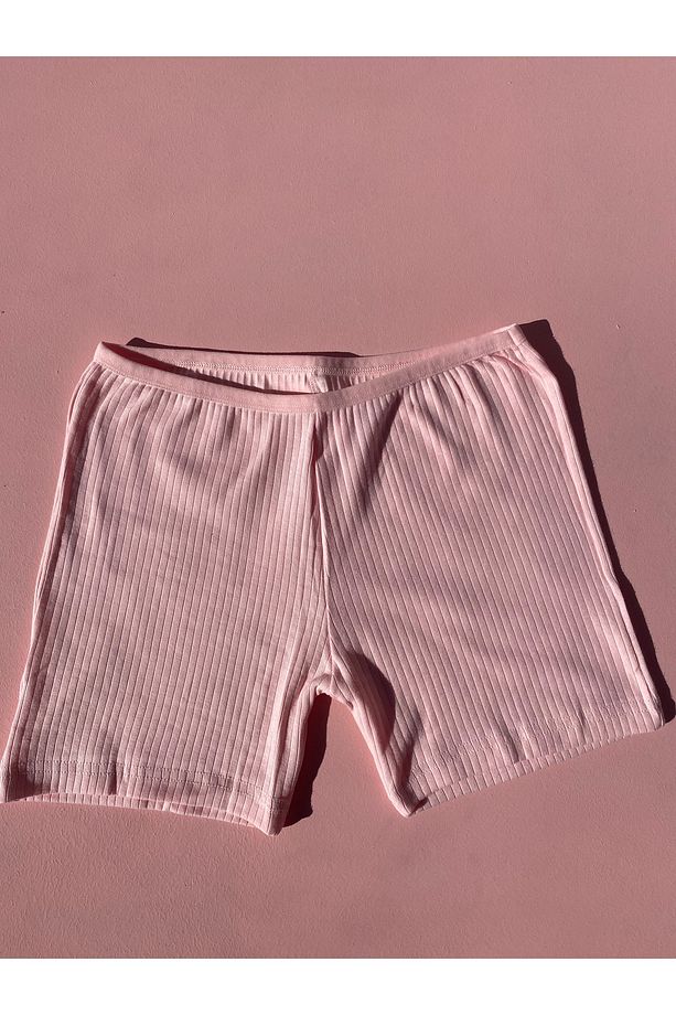 Kadın Fitilli 4 Adet Pamuklu Likralı Kadın Şort (Mavi-Pembe-Ekru-Yeşil) - 4