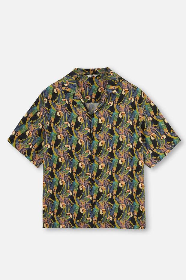 قميص أسود - أخضر منقوش - 8