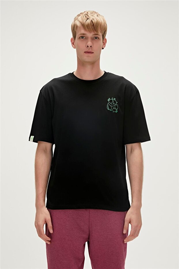 Re-black Recycle Black T-shirt Printed Men's T-Shirt
