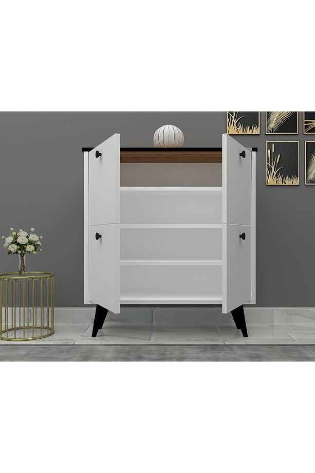 %100 Mdf Kup 4 Kapaklı Ayaklı Ayakkabılık (ÜSTÜ DESENLİ) - 5