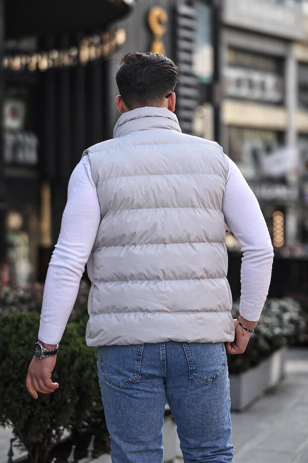 Style Combination Long Zipper Pocket Cross Puffer Vest PLDP 2923