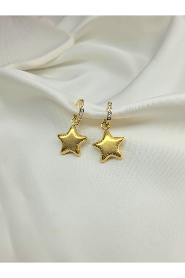 Women's Stainless Steel Zircon Stone Balloon Star Dangle Earrings