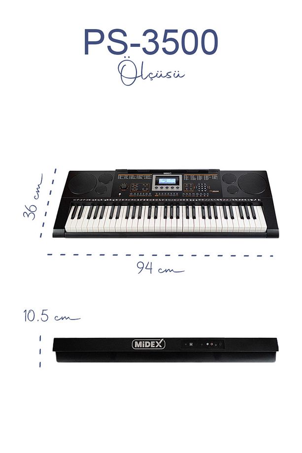 Ps-3500 Tuş Hassasiyetli Org 61 Tuşlu Org 5 Oktav (ÇANTA NOTA STANDI ADAPTÖR METOD) - 6