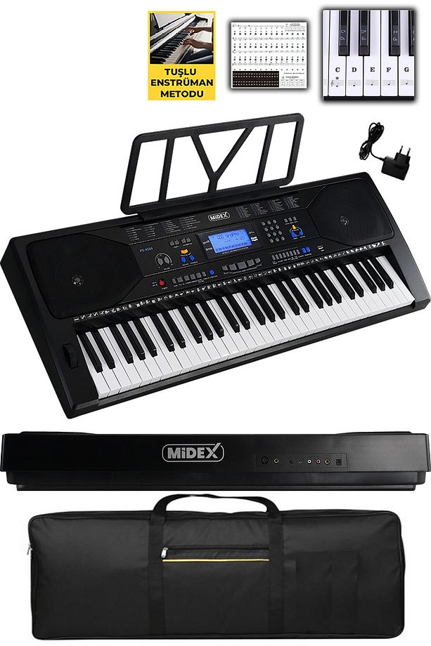 Ps-4500 Tuş Hassasiyetli 61 Tuşlu Org Dijital Lcd Ekran Usb Mp3 (ÇANTA NOTA STANDI METOD) - 1