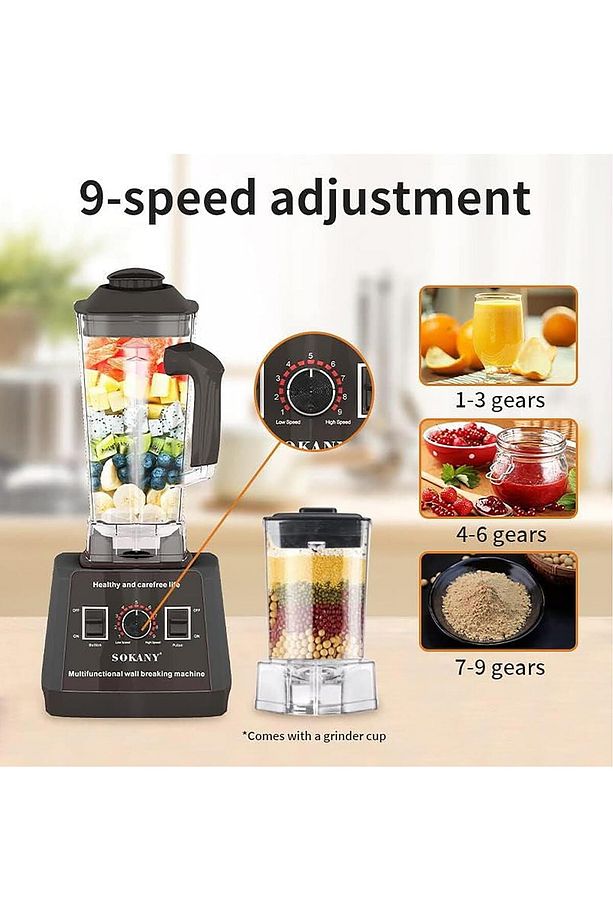 5000W Yüksek Performanslı Mikser 9 Hız Kademesi, 2'si 1 Arada 2,5 L Blender - 4