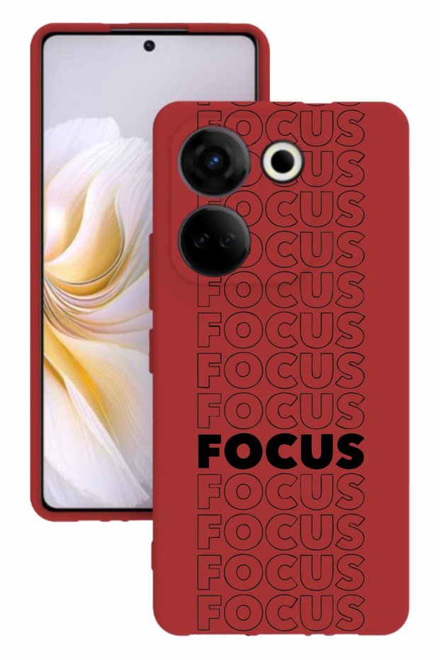 Camon 20 Red Color Silicone Case with Print and Camera Protection