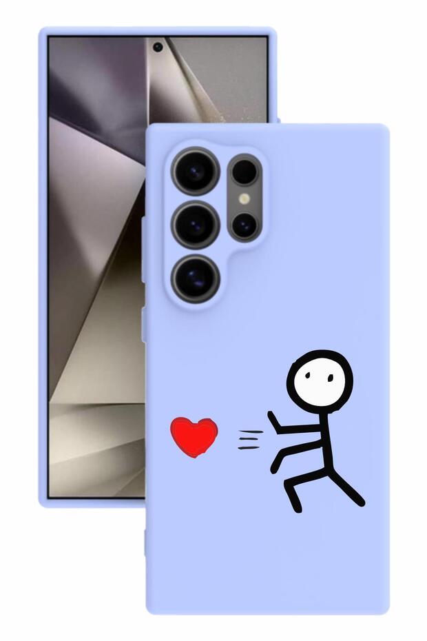 Samsung Galaxy S24 Ultra Lilac Color Silicone Case with Print and Camera Protection