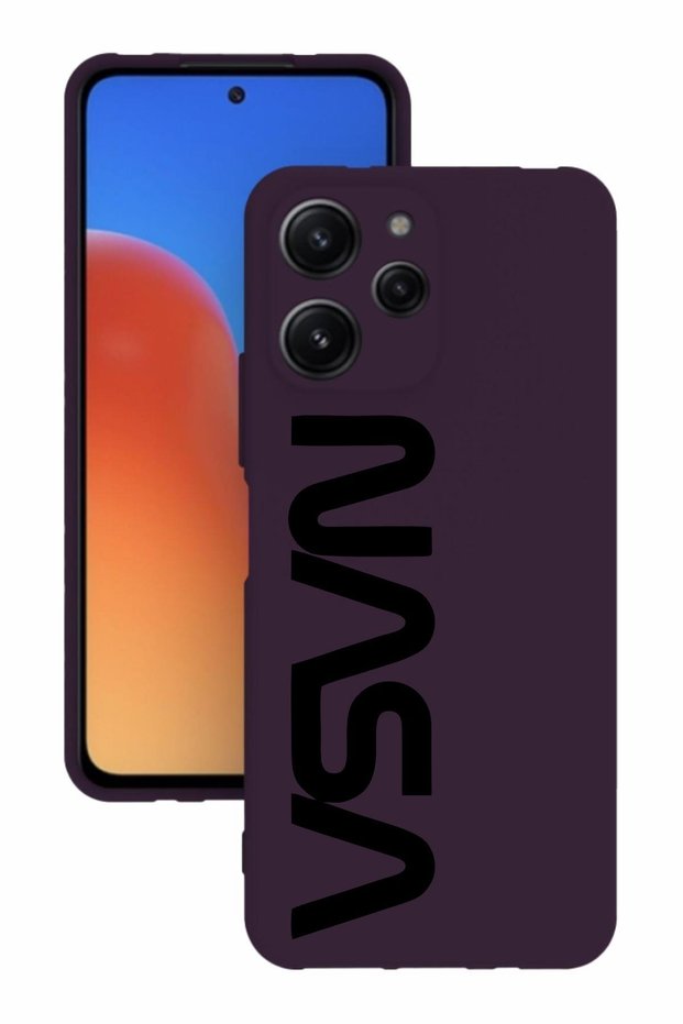 Xiaomi Redmi 12 Purple Color Silicone Case with Print and Camera Protection
