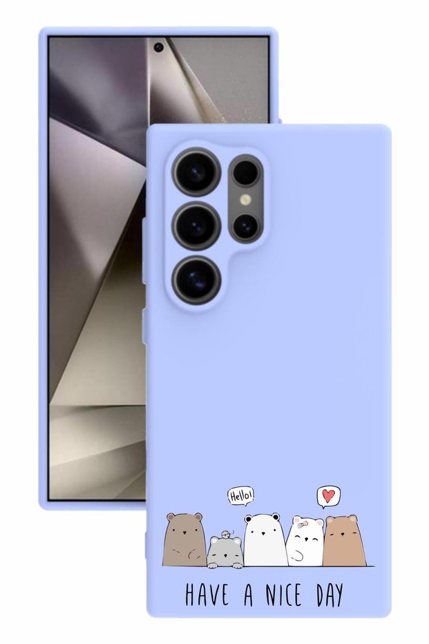 Samsung Galaxy S24 Ultra Lilac Color Silicone Case with Print and Camera Protection