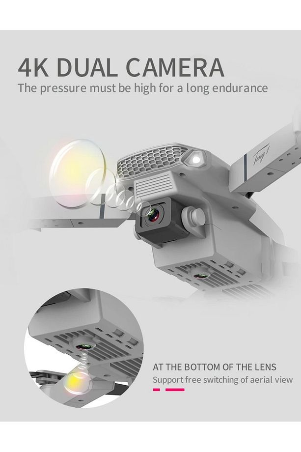 Çift Kameralı Drone Led Işıklı Wifi App Ve Uzaktan Kumanda Kontrollü Quadcopter Katlanabilir Şarjlı - 8