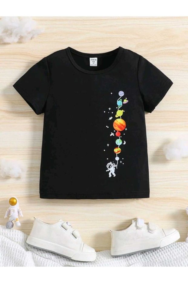 Style-X PLANETS PRINTED BICYCLE COLLAR CHILDREN'S And TEEN'S T-SHIRT