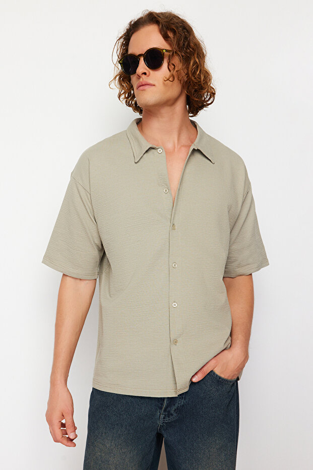 Stone Regular Fit Short Sleeve Comfortable Stretchy Knitted Shirt Tmnss24Go00061
