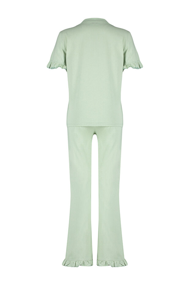 Mint %100 Pamuklu Fırfır Detaylı Örme Pijama Takımı THMSS24PT00223 - 8