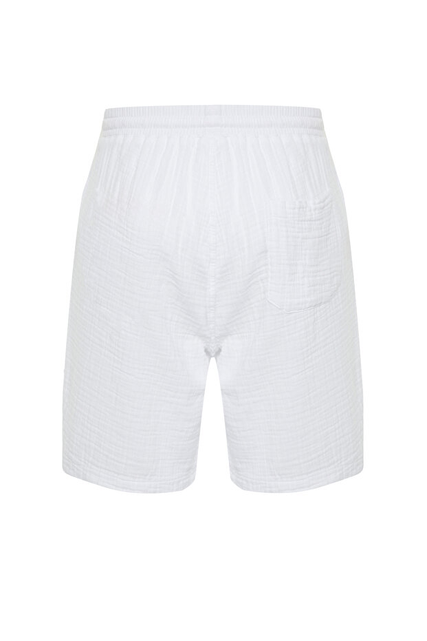 Beyaz Muslin Dokuma Yazlık Şort TMNSS24SR00059 - 8