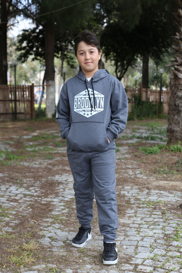 NYC Brooklyn printed kangaroo pocket and hooded tracksuit suit