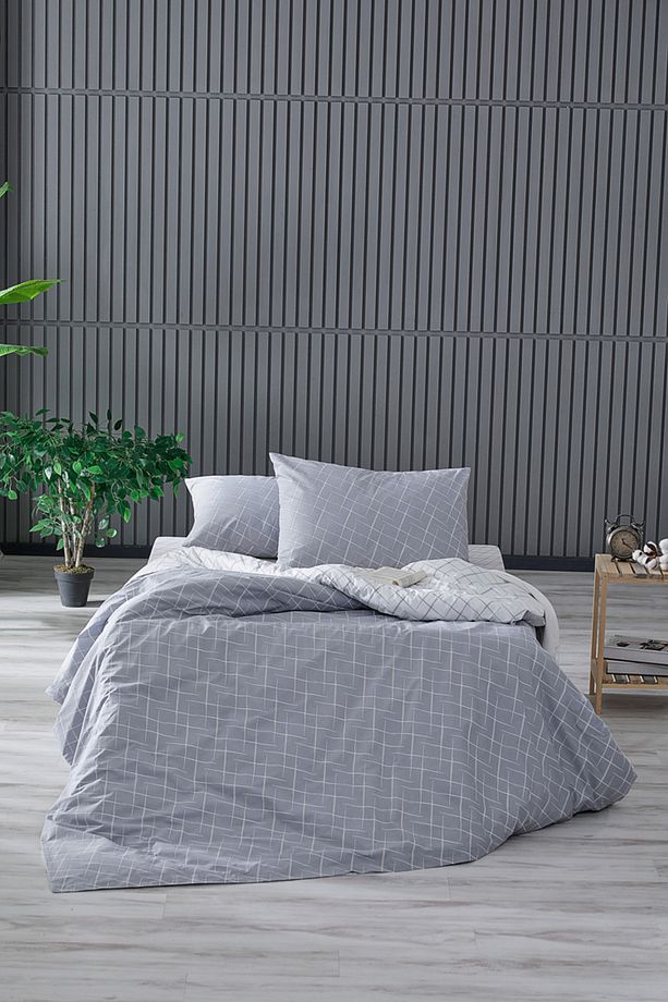 Glimmer Easy Cotton Tek King Size Nevresim Takımı - Gri - 7