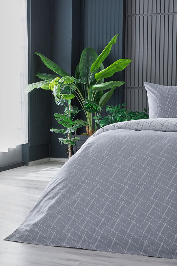 Glimmer Easy Cotton Tek King Size Nevresim Takımı - Gri - 6
