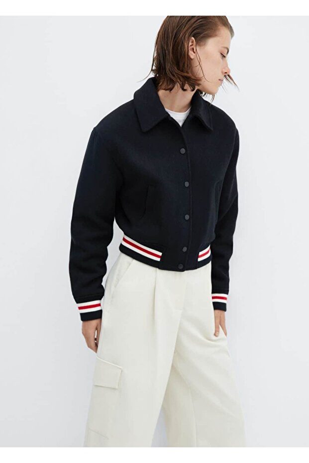 Oversize Yün Bomber Ceket - 5