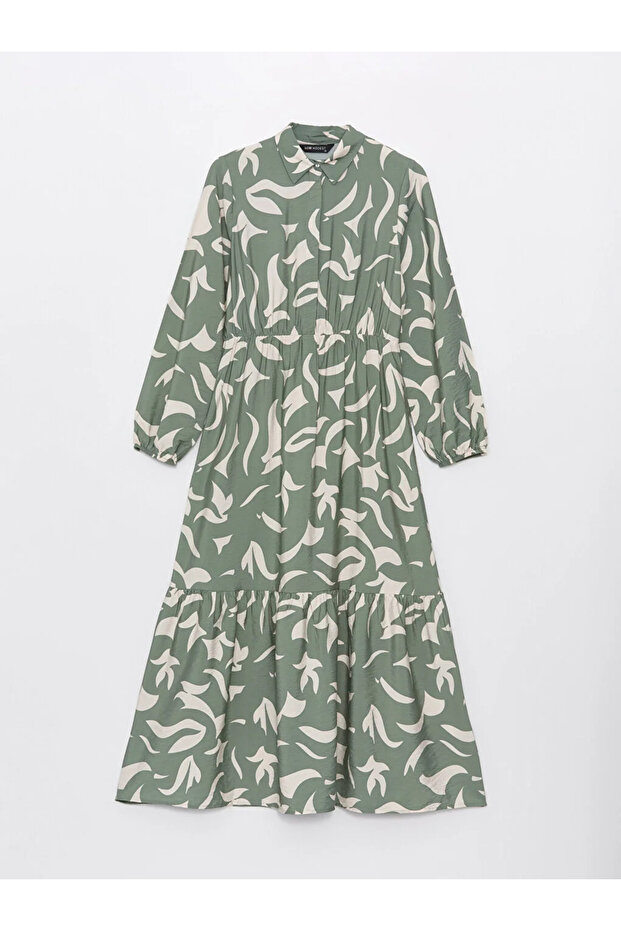 LCW Modest Desenli Uzun Kollu Kadın Gömlek Elbise - 3