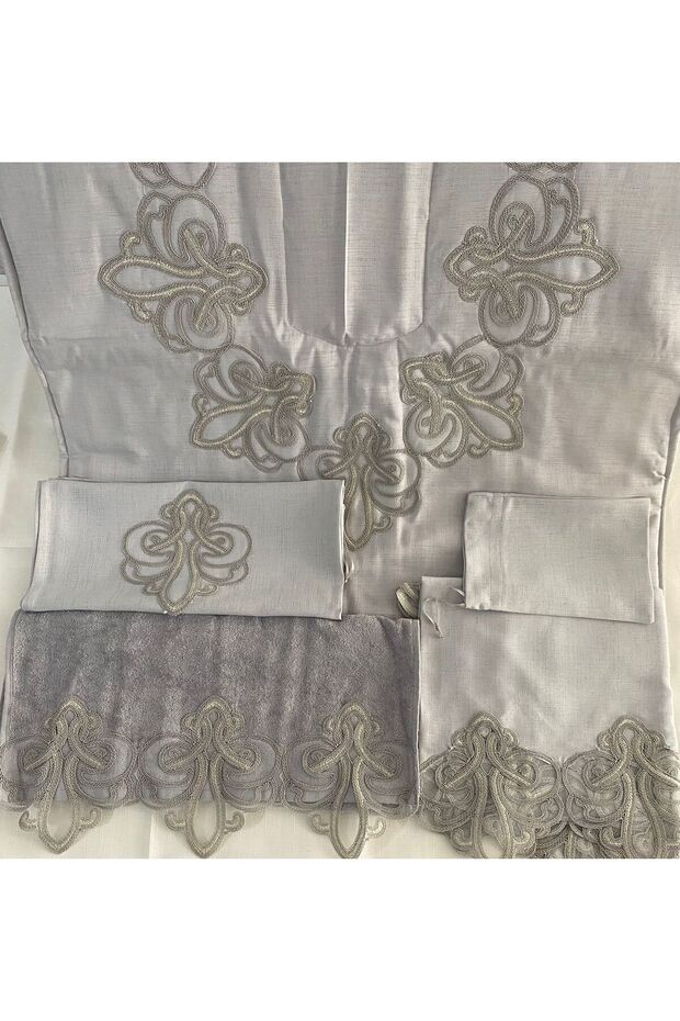 Dowry 5 Piece Linen French Guipure Prayer Rug Set Bundle Set