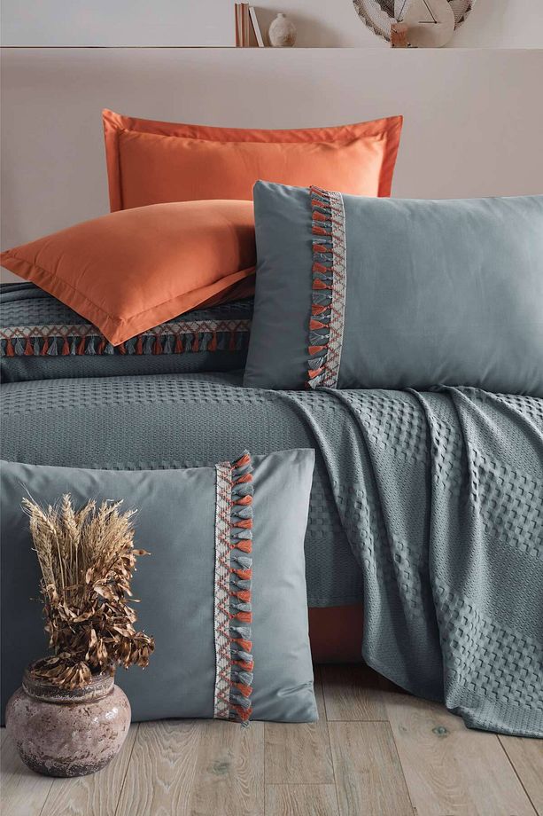 Butik Tek Kişilik Püsküllü Pike Takımı Bohamline - 1