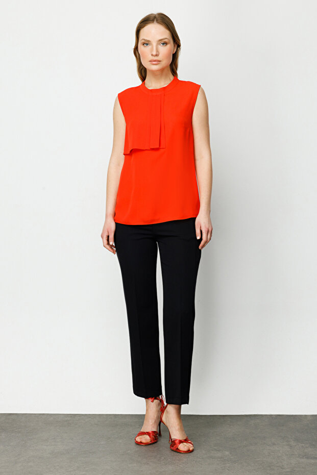 بلوزة مطوي الياقة - 3