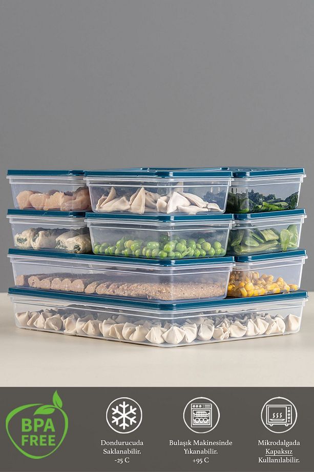 11'li Mikrodalga Uyumlu Saklama Kabı, Erzak Kabı 1x2400ml - 2x1170ml - 8x600ml - 3