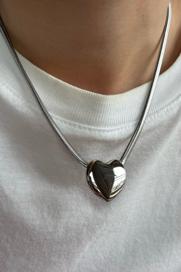 316L Steel Snake Chain Heart Necklace