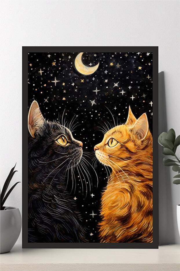 Kedi tasarımlı Çerçeve Görünümlü Mdf Tablo - 1